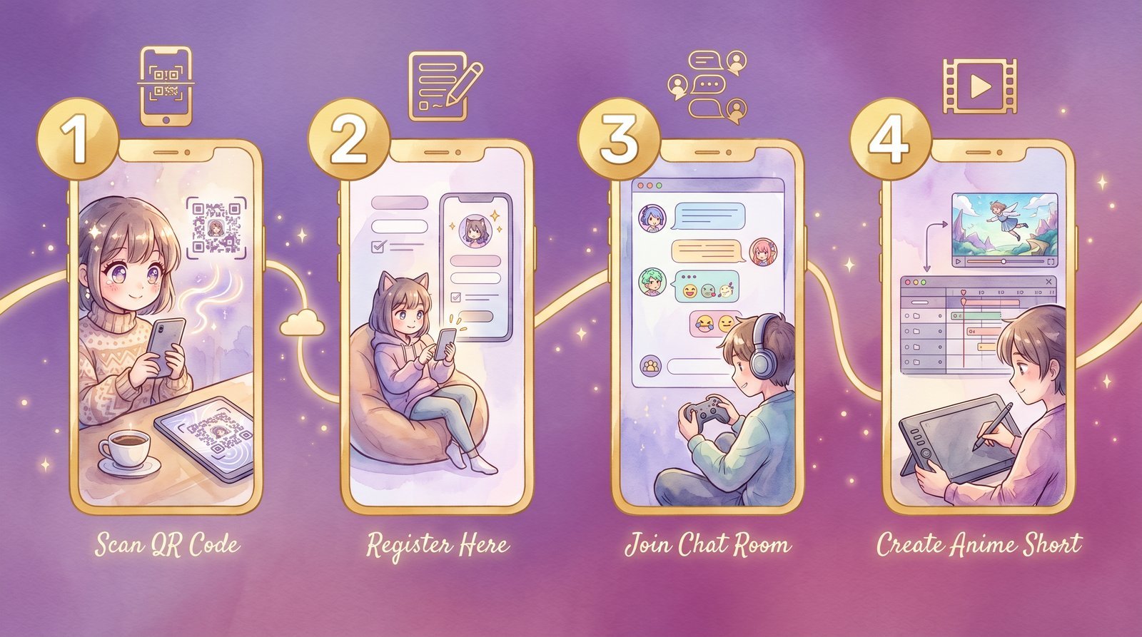 抖音揭秘动漫社区四步加入流程图