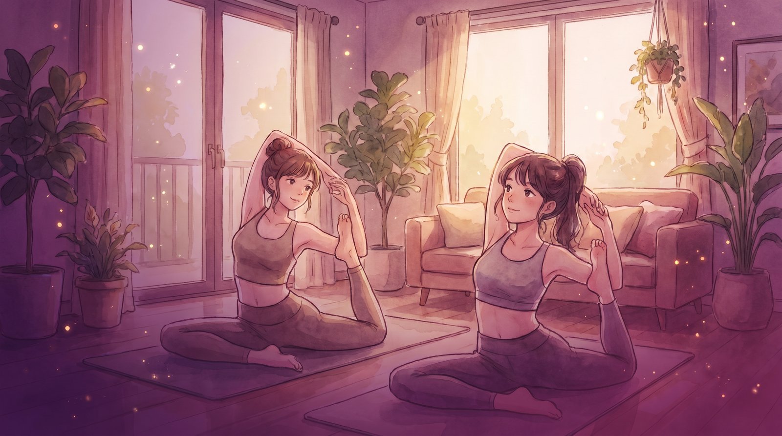 抖音揭秘健康动漫客厅瑜伽